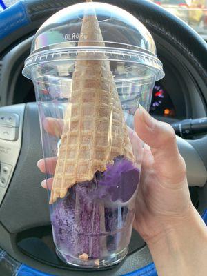 Perfect for to-go . Sweet Ube ice cream.