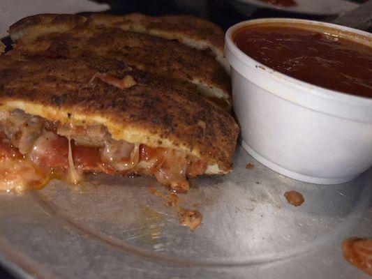 Calzone, pepperoni and sausage