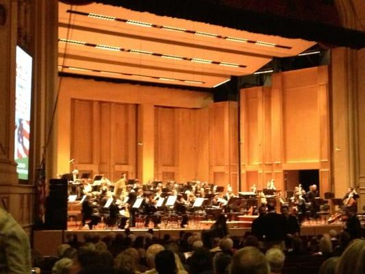 The symphony warming up before the John Williams performance.