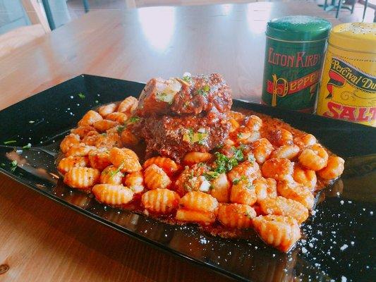 Short ribs over gnocchi.