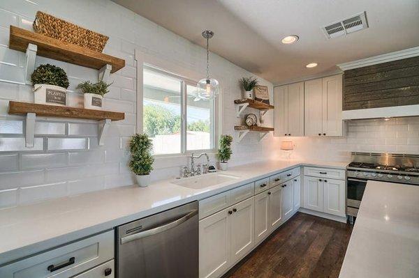 White shaker cabinets