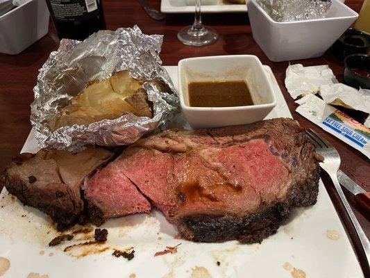 Prime rib with baked potato