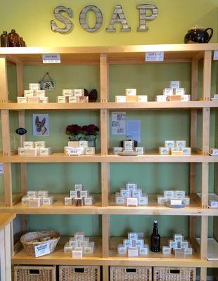 Specialty Soaps: pet soap, beer soap, goat milk soap, gym soap, facial soaps, and dead sea salt bar.