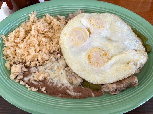 Chile verde with eggs