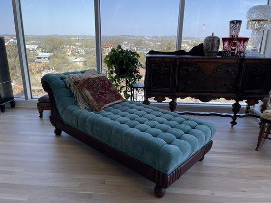 Newly upholstered tufted chaise