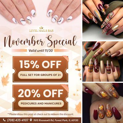 Get ready to pamper yourself and your friends with our fantastic November deals!