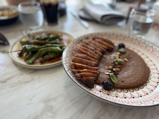 Duck breast and side of shishitos