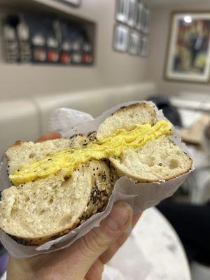 2 egg and everything bagel toasted  (5.50)