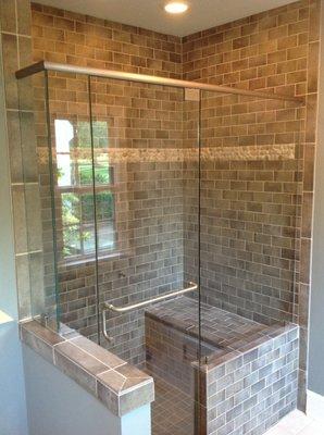 Heavy glass shower enclosure