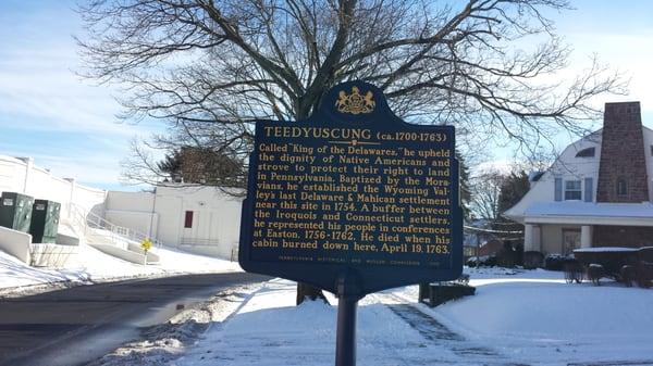 Teedyuscung Historical Marker in Wilkes-Barre, PA