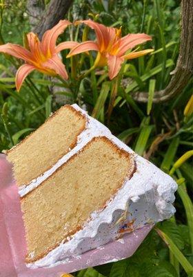 Slice of London fog cake