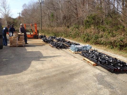 Prefabricated pipe and hangers heading out from our Fab Shop