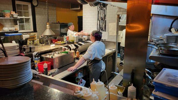 Great seats at the bar overlooking the kitchen