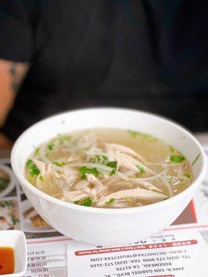 Chicken soup + glass noodles