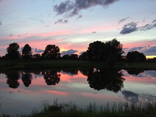 Sunset, looking west onto the 6th