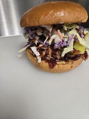 Bbq pulled pork is so good with coleslaw topped on it