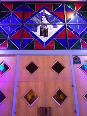 Beautiful Stained Glass of St. Therese of Liseux, patroness of the Diocese of Fresno