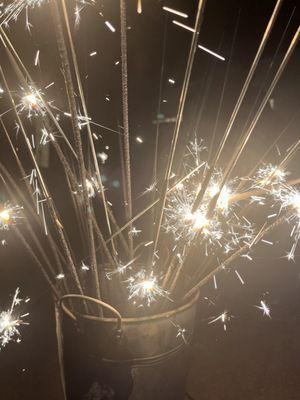 Sparkler send off for the bride and groom.