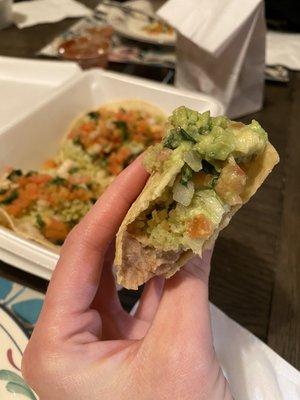 Vegan hard taco with guacamole