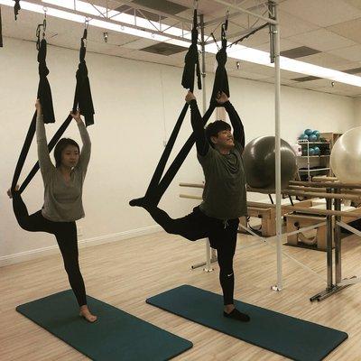 Great stretches with aerial barre!