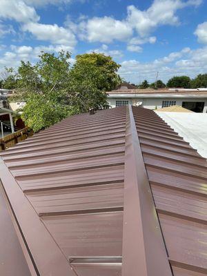 Autumn bronze metal roof