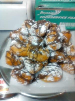 Fresh made zeppole with Nutella