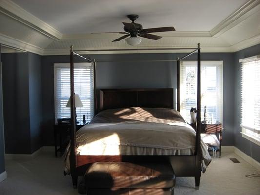 Custom Painting and Trim work applied to Master Bedroom