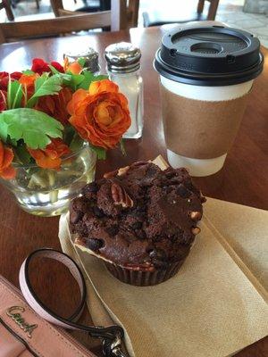 Triple chocolate walnut muffin