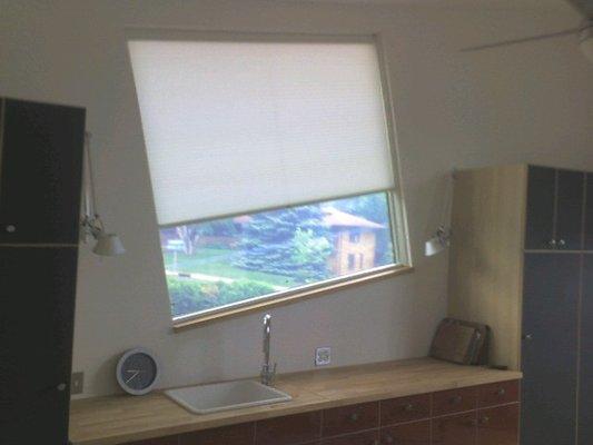 Honeycomb Shade in an Unusual Window