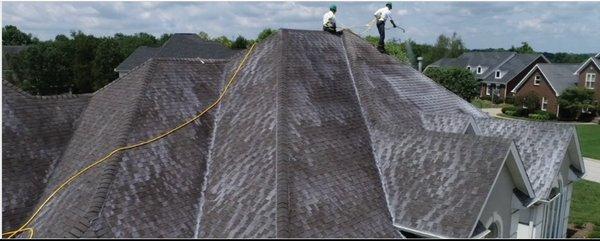 Applying the Roof Maxx treatment