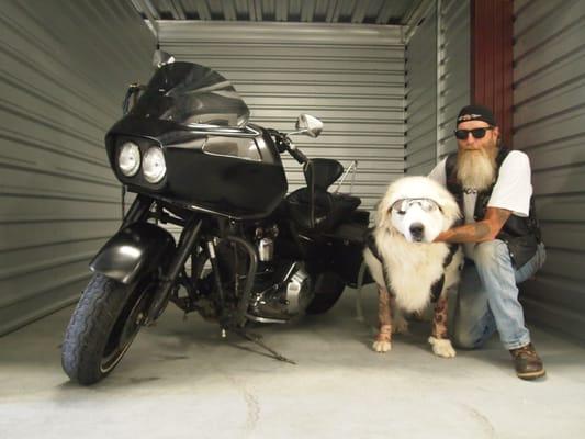 Ivan, our Ambassador of Customer Happiness, showing off how great our units are for motorcycle storage!