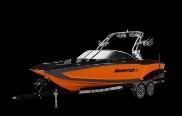 MasterCraft New X23 Surf Boat.  Viper Orange and Gunmetal flake...