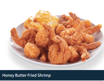 This offering may be made of shrimp but it's huge in satisfying hunger. Our honey butter shrimp is battered with our sweet honey butter