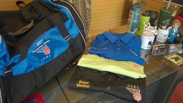 Embroidered Polo's and Bags!