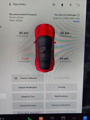 Quick loss of ture pressure due to a puncture parking at Tesla Supercharger in parking garage. A PAY TO PARK LOCATION.