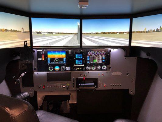 On the runway. Redbird Flight Simulator in Norwood Ma. Wings Level Aviation Group