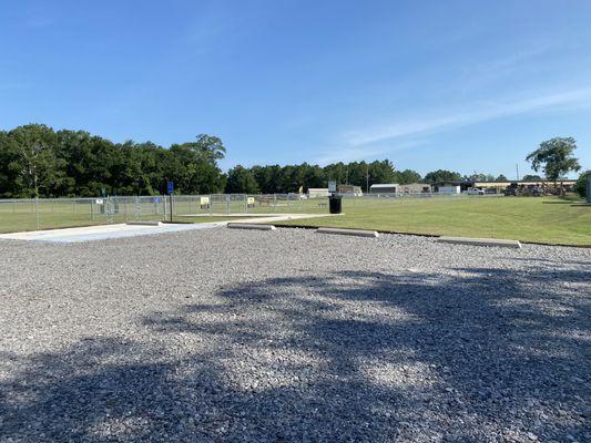 A small area of shade in the parking lot is all there is!