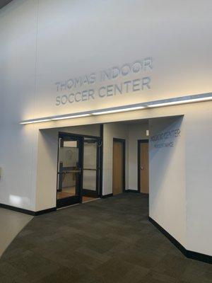 Indoor Soccer Fields entrance near the squat racks