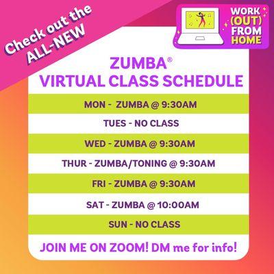 New livestream Zumba schedule as of July 15, 2020!