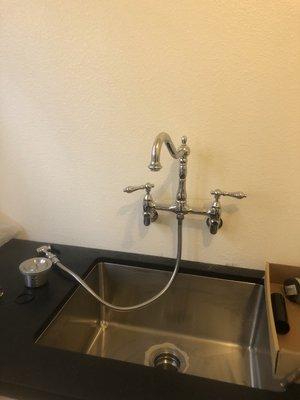 Special faucet installed, old apartment no space for faucet on counter. Customer special request