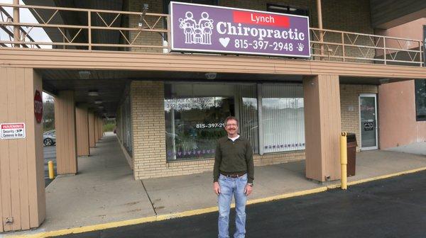 Dr. Richard Lynch in front of his beautiful office in Rockford, IL.