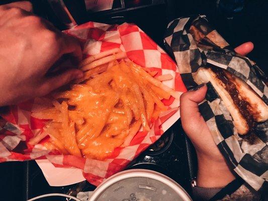 Coney dog and cheesy fries