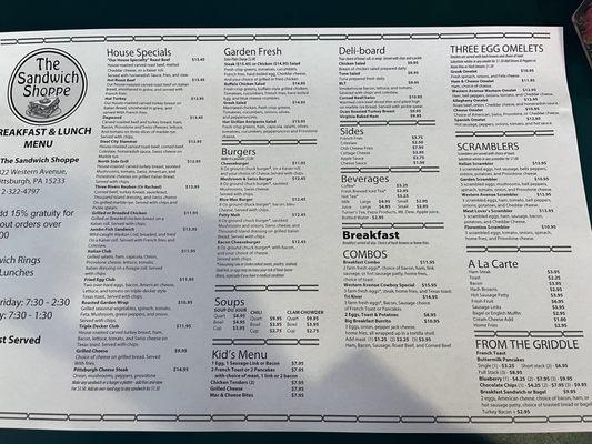 menu