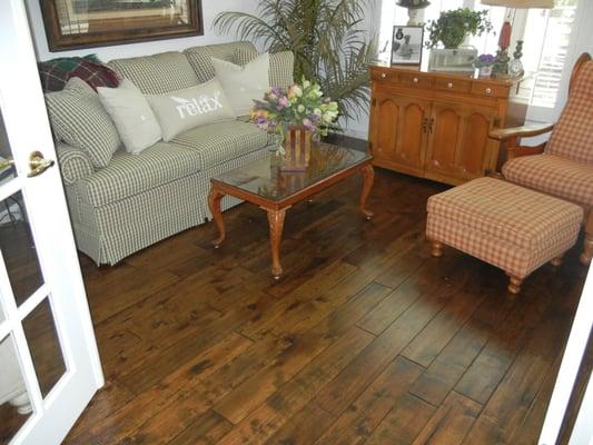 Tea Leaf - Hickory Engineered Hardwood floor from Heirloom  Collection by Hallmark Floors
 installed by Interior Concepts.