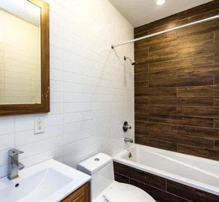 Amazing bathroom in a beautiful Bushwick 2 bedroom apartment.