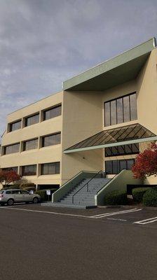 Front entrance of the building.  Phlebotomy training Specialists class is on the second floor