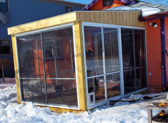 This Customer needed some large screen for there sun room with a doggie door