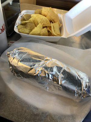 Burrito and chips