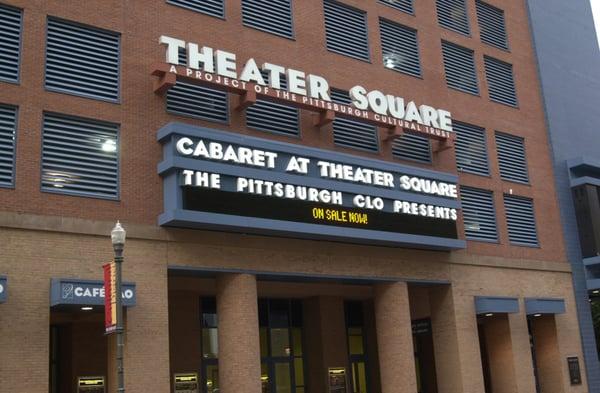 The CLO Cabaret is located in the Theater Square complex - right next to the pedestrian entrance to the parking garage.