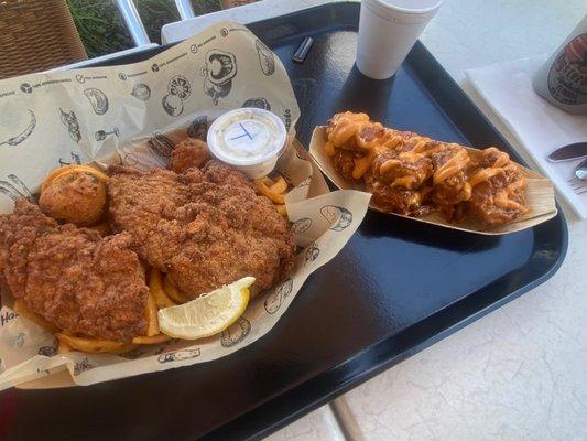 Grouper basket and shrimp